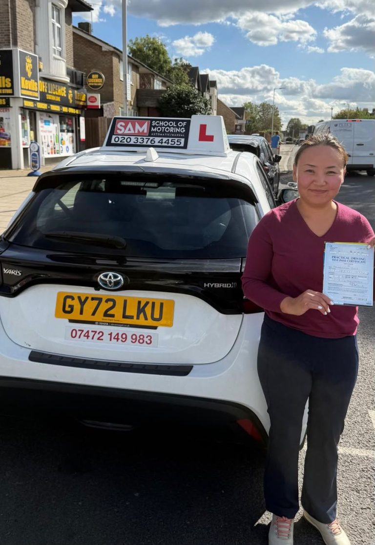 Learner driver with Sam’s Driving School in Dagenham, east London