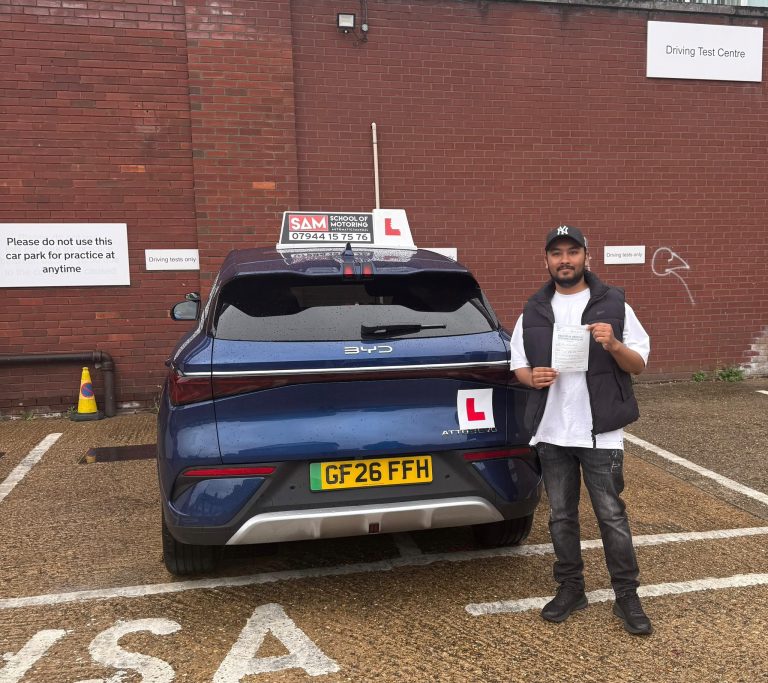 Learner driver with Sam’s Driving School in Dagenham, east London