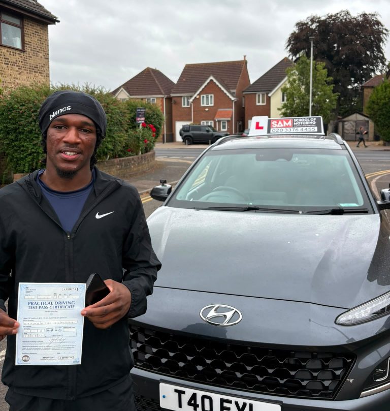 Learner driver with Sam’s Driving School in Dagenham, east London